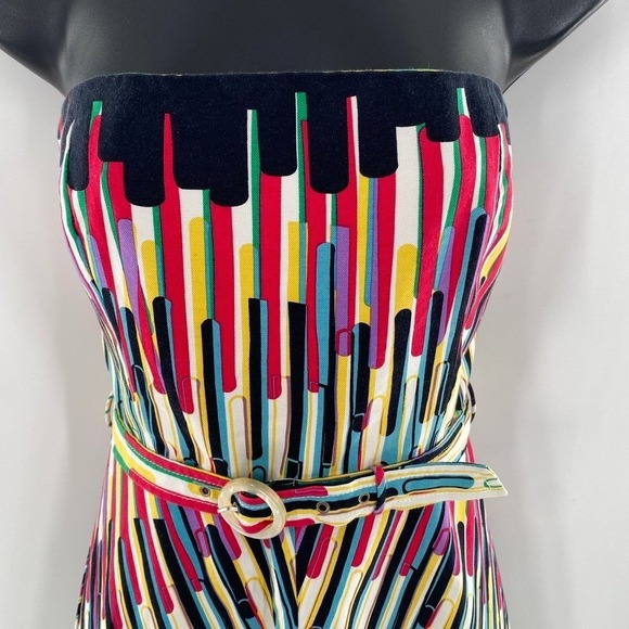 Tracy Reese New York Colorful Strapless Silk Cotton Blend Dress Size 4 Cocktail - Picture 8 of 12